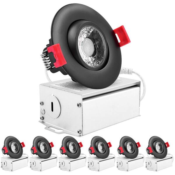 LUXRITE 3 in. Adjustable LED Gimbal Canless Recessed Light with JBox