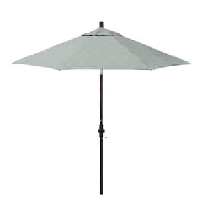 9 ft. Bronze Aluminum Market Patio Umbrella with Fiberglass Ribs Crank and Collar Tilt in Spiro Capri Pacifica Premium