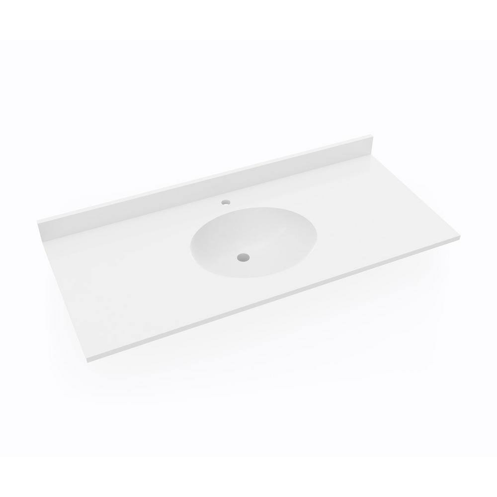 White Solid Surface 49'' Single Bathroom Vanity Top with Round Sink
