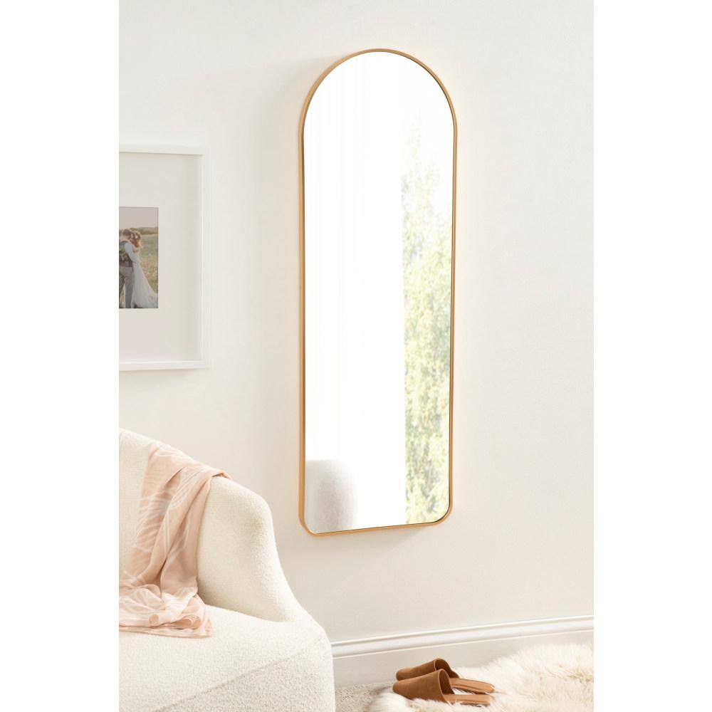 Zayda Full Length Gold Aluminum Rectangular Arch Mirror