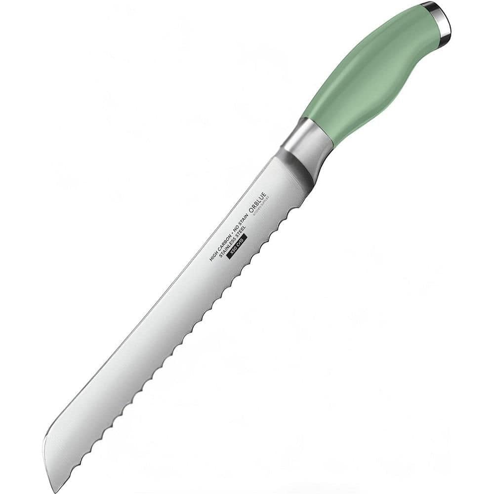 8 in. Stainless Steel Partial Tang Serrated Edge Bread Knife with Green Stainless Steel Handle (Set of 1) price history on PriceWatchPro