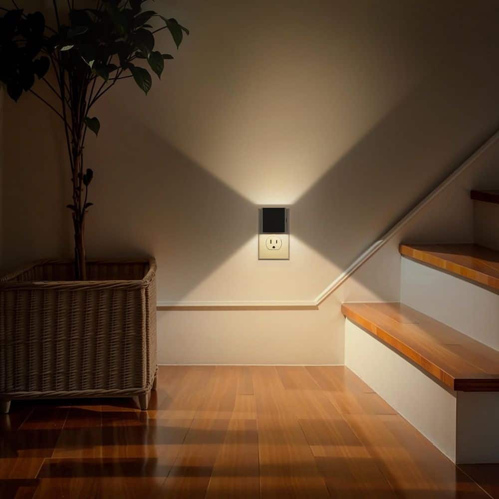 2-Pack LED Plug-in Night Lights with Dusk to Dawn Sensor, 3-Brightness Levels, Modern Wall Light for Hallway, Bedroom