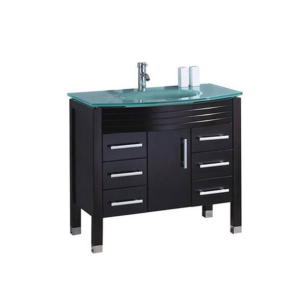 MTD Vanities Fort 48 in. W x 22 in. D x 36 in. H Bath Vanity in Espresso with Aqua Tempered Glass Vanity Top with Glass Basin