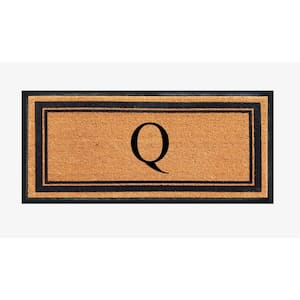 A1HC Markham Picture Frame Black/Beige 30 in. x 60 in. Coir and Rubber Flocked Large Outdoor Monogrammed Q Door Mat