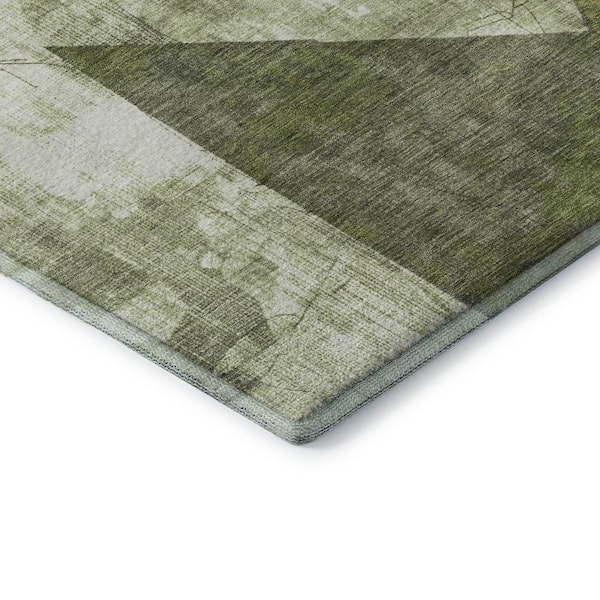 Mayfield Premium Machine Washable Abstract AMF1838 Green 5 ft. x 7 ft. 6 in. Area Rug
