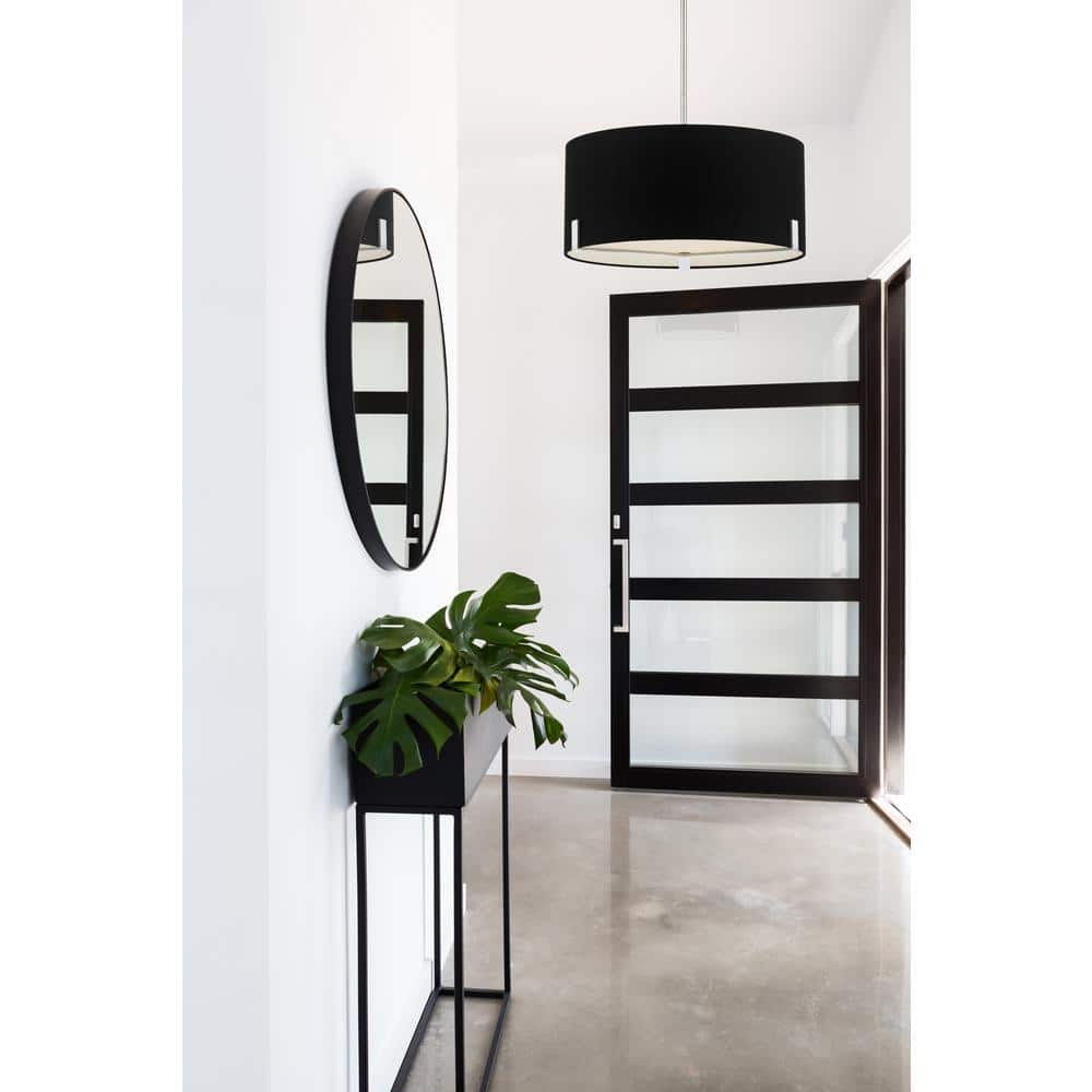 Westboro Chrome 3-Light Drum Pendant with Black Linen Shade