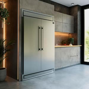 Maderno 2-Piece 56 in. Convertible French Door Refrigerator/Freezer in Stainless Steel, 27.2 cu. ft., Decorative Grill