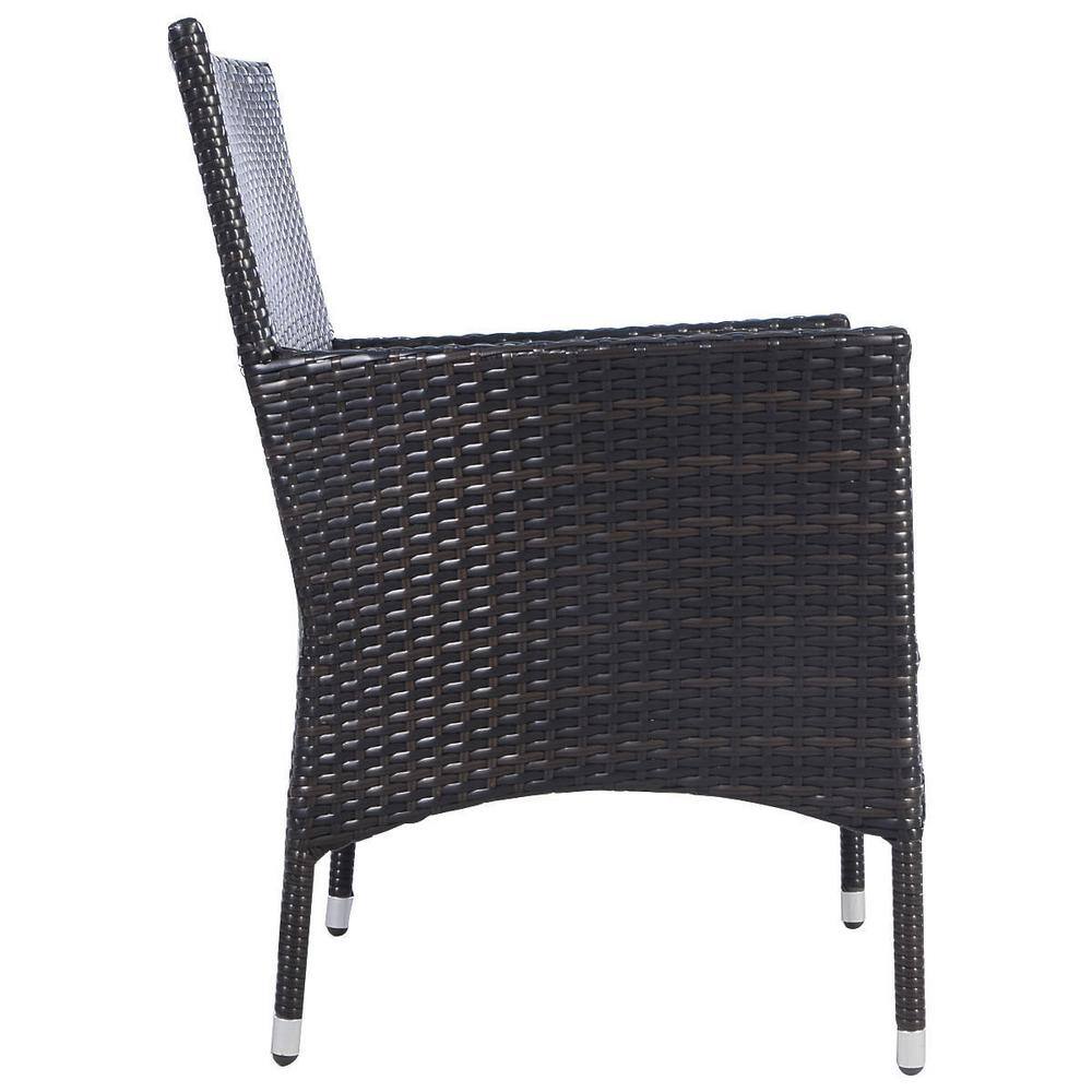 Modern Black Wicker Dining Armchairs with White Cushions
