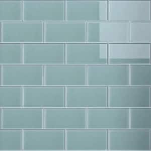 Crystile Light Gray 3 in. X 6 in. Glossy Glass Subway Tile (10 sq. ft./Case)