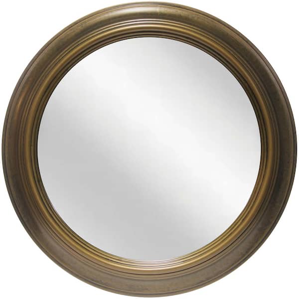 Pristine Antique Gold 24 in W x 24 in H Round Plastic Framed Mirror
