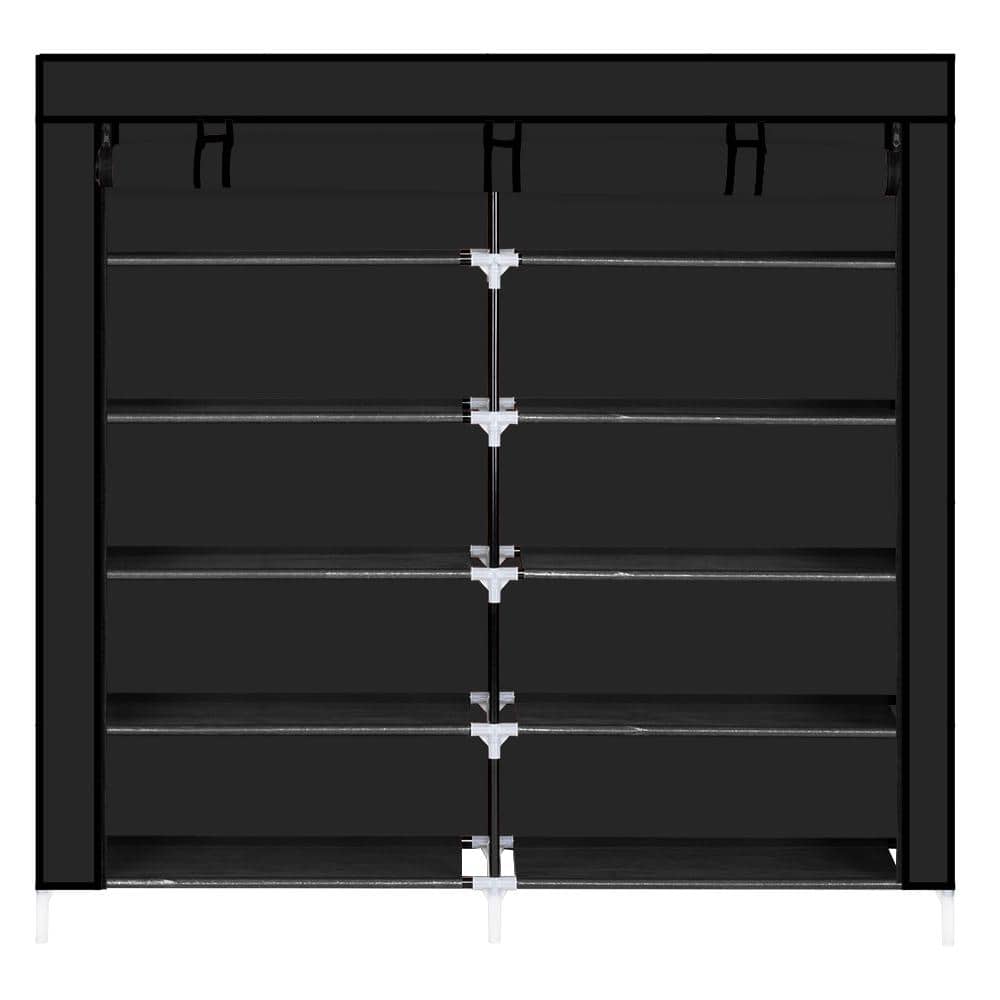45.28 H 30-Pair 5-Tier Black Fabric Shoe Rack