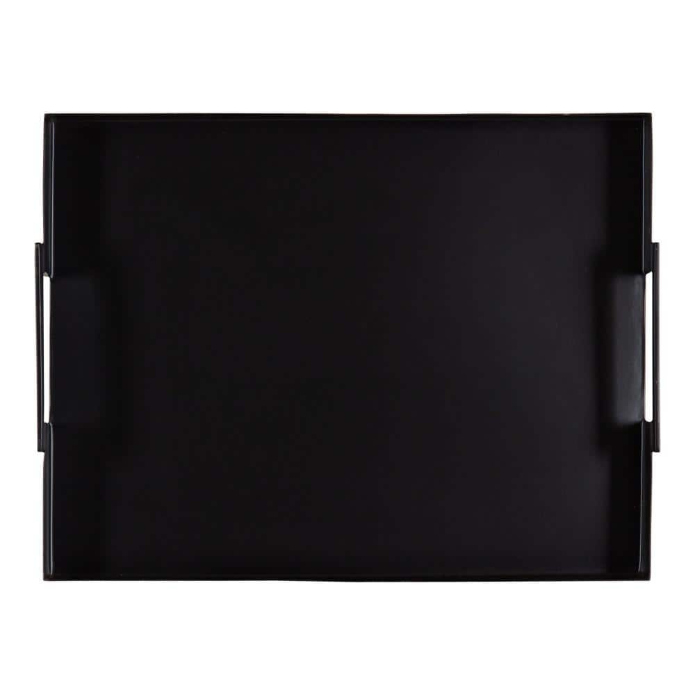 Sleek Black Metal Rectangular Serving Tray with Handles