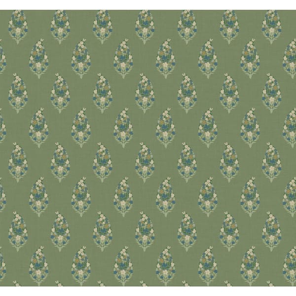 RIFLE PAPER CO. Paisley Green Metallic Non-Pasted Wallpaper