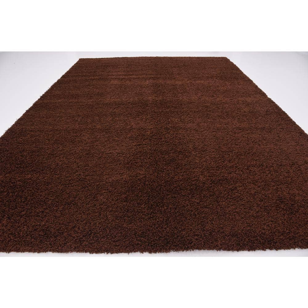 Luxe Comfort Solid Shag Rug, Chocolate Brown 10'x13'