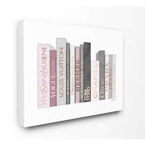 "Fashion Designer Bookstack Pink Grey Watercolor "by Amanda Greenwood Canvas Abstract Wall Art 40 in. x 30 in.