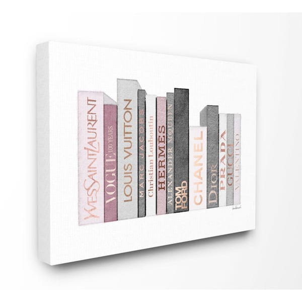 Stupell Industries "Fashion Designer Bookstack Pink Grey Watercolor "by Amanda Greenwood Canvas Abstract Wall Art 48 in. x 36 in.