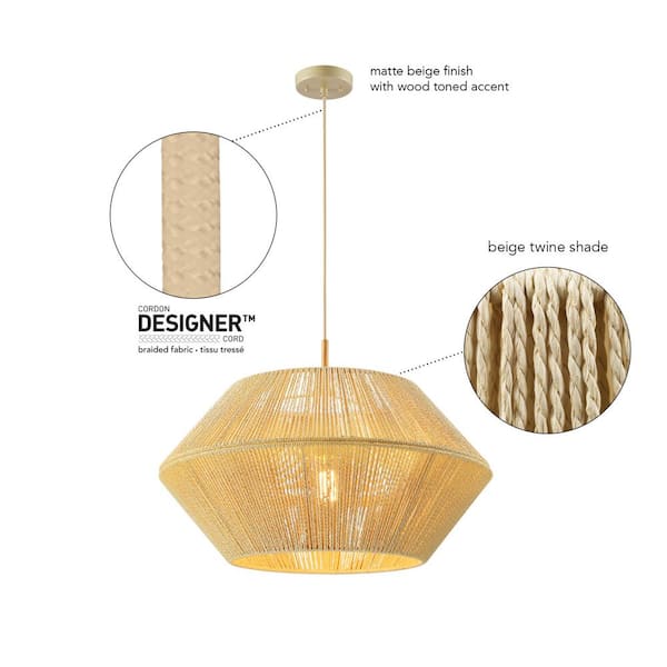 Globe Electric Terra 1-Light Wood Toned Pendant-Light with