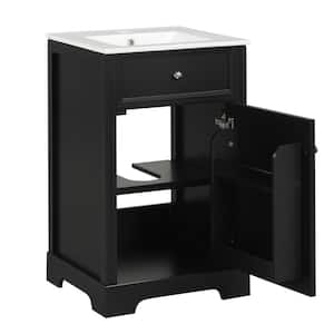 20 in. Single Sink Freestanding Black Bath Vanity with White Ceramic Top Unassembled