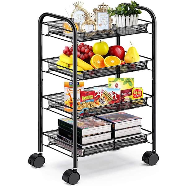 THE CLEAN STORE 4 Tier Storage Cart with Fixed Baskets