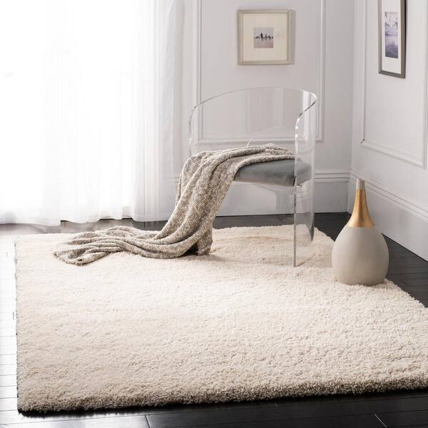 California Luxury Solid Shag Carpet Runner Large store Area Rug Ivory 4x6ft