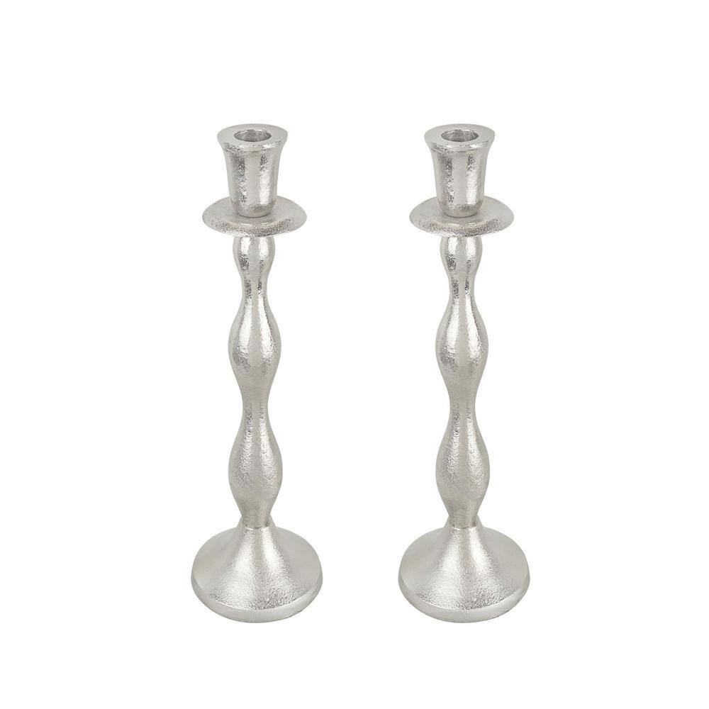 Nickel Aluminum 12" Tabletop Candlestick Set