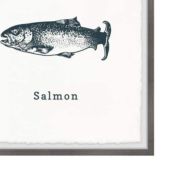 Salmon in White by Marmont Hill Framed Animal Art Print 18 in. x 18 in.