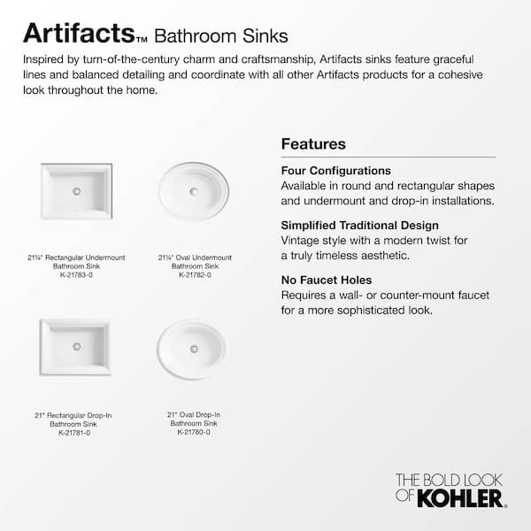 KOHLER Artifacts 21 in. Oval Drop in. Bathroom Sink in White