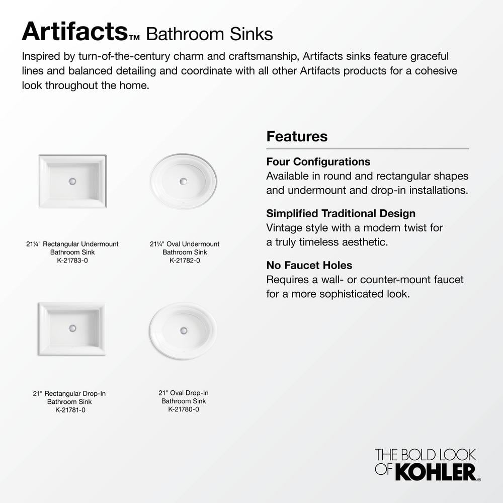 White Ceramic 21" Rectangular Drop-In Bathroom Sink