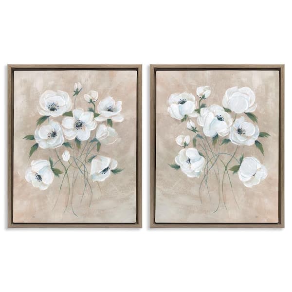 Stupell Industries Traditional Blossoms Bundle by Nan 2-Pieces Brown Floater Frame Nature Graphic Art Print 31 in. x 25 in.