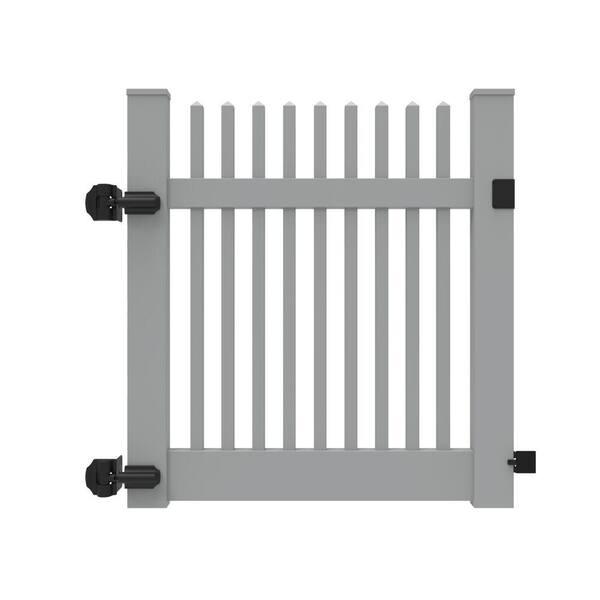 Barrette Outdoor Living Yukon 4 ft. x 4 ft. Gray Classic Picket Straight Vinyl Fence Gate
