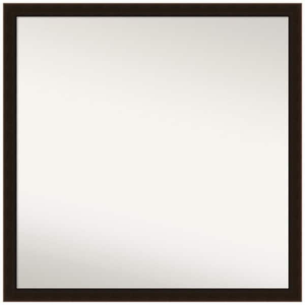 Amanti Art Espresso Brown 28 in. x 28 in. Non-Beveled Farmhouse Square Wood Framed Wall Mirror in Brown