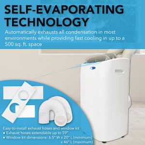 10,000 BTU (14,000 BTU ASHRAE) Portable Air Conditioner Cools 500 Sq. Ft. with Dehumidifier, Remote, and Filter in White