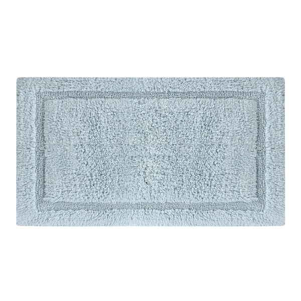 Organic Cotton Reversible Bath Mat, 3000 GSM, GOTS Certified, Quick-Drying Bathroom Rug-Light Blue, 30 in. x 50 in.