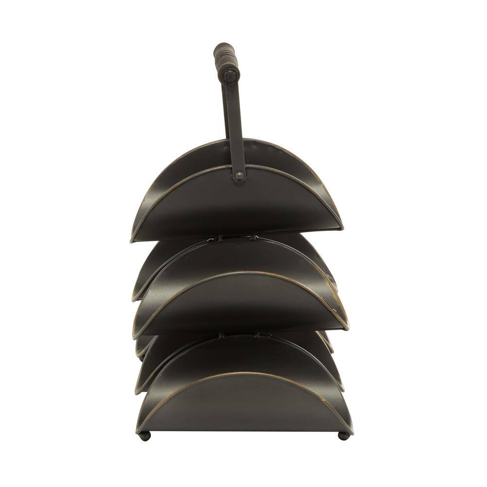 Black and Gold Metal 6 Bottle Wine Rack with Handle