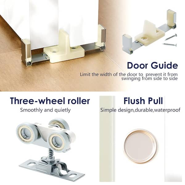 64 in. x 80 in. White, MDF and DIY Painted Double Mirrored Glass Panel Bypass Sliding Door with Aluminum Hardware