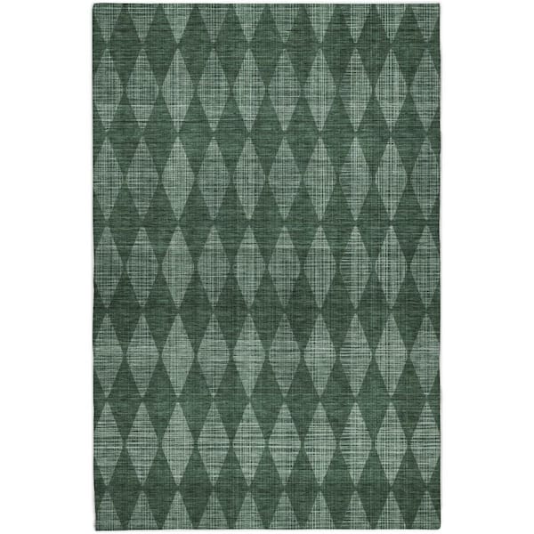 Dream Shag Premium Machine Washable Abstract ADS578 Olive 3 ft. x 5 ft. Area Rug