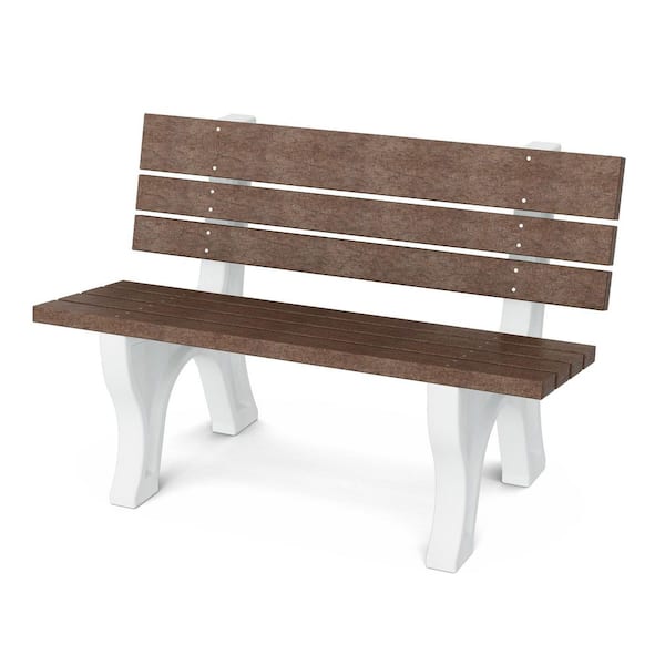 Wildridge Heritage 4 ft. Tudor Brown and White HDPE Plastic Outdoor Park Bench