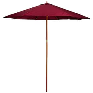 8.5 ft. Outdoor Patio Market Umbrella with Wooden Pole Burgundy