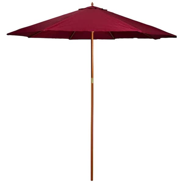 Northlight 8.5 ft. Outdoor Patio Market Umbrella with Wooden Pole Burgundy