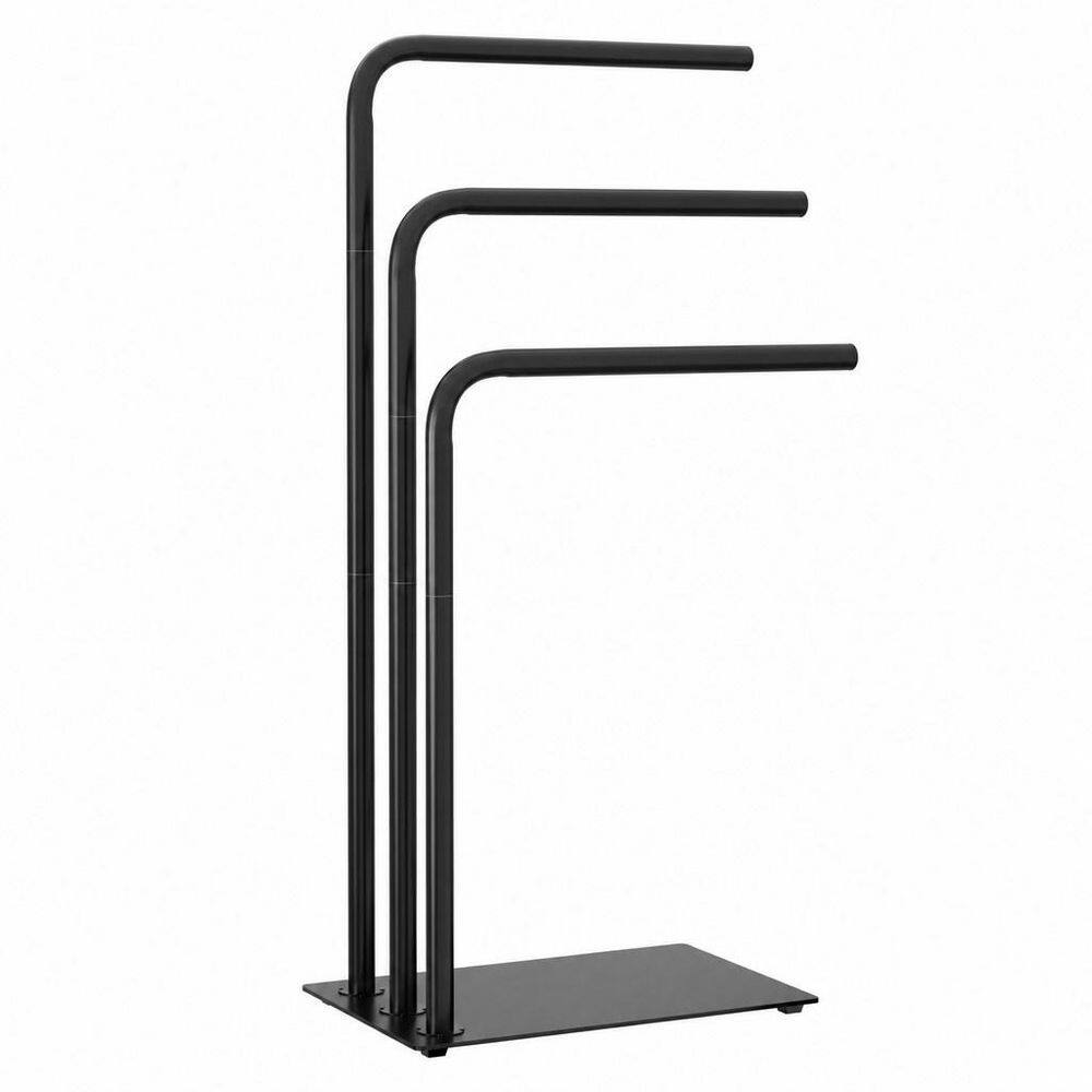3-Bar L Shape Standing Towel Rack in Black for Bathroom, Stainless Steel Towel Holder for Bathroom Floor with Base Plate price history on PriceWatchPro