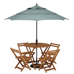 Tioman Round Hardwood Nation Outdoor Dining Table with Umbrella Holes
