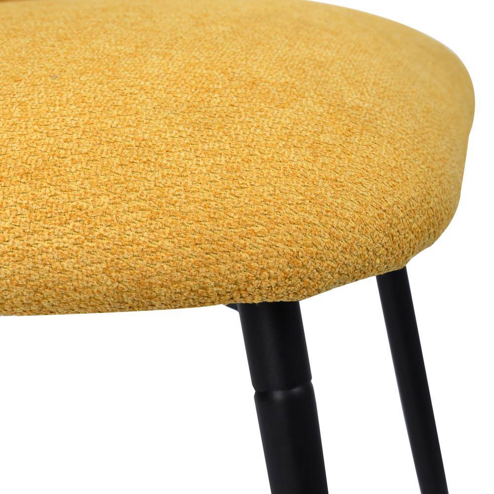 Yellow Upholstered Side Chair with Cutout Back and Black Legs