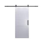 36 in. x 84 in. Millbrooke White H Style Ready to Assemble PVC Vinyl Sliding Barn Door with Hardware Kit