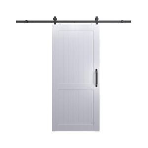 36 in. x 84 in. Millbrooke White H Style Ready to Assemble PVC Vinyl Sliding Barn Door with Hardware Kit