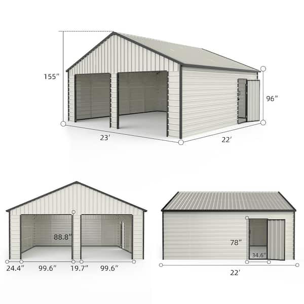 TANKY TRADING INC 23 W x 22 D Double Door Metal Garage