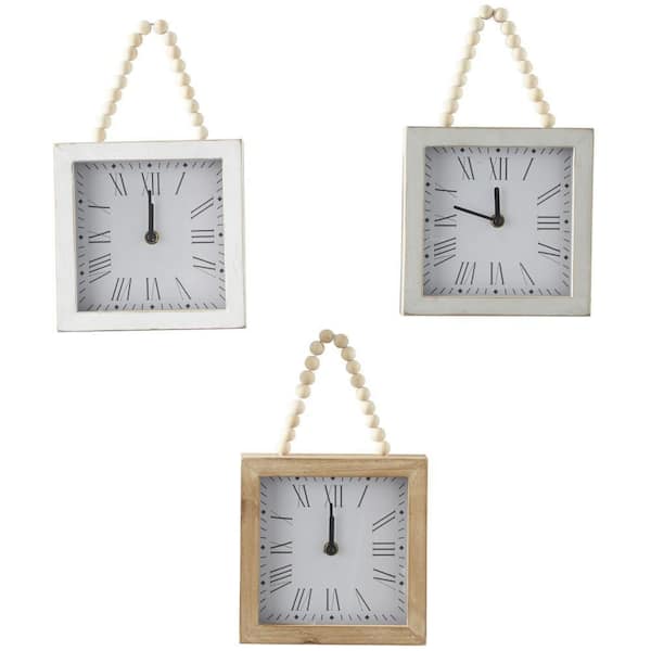 Litton Lane White Square Wall Clock (Set of 3)