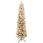 9 ft. Pre-Lit Flocked Portland Pencil Artificial Christmas Tree with 450 UL- Listed Clear Lights
