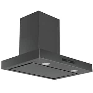 30 in. 550 CFM Convertible Wall Mount Rectangular Range Hood in Black Stainless Steel with LED Lights