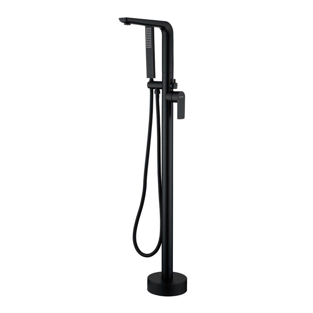 Single Handle Freestanding Floor Mount Tub Faucet with Hand Shower in Matte Black price history on PriceWatchPro