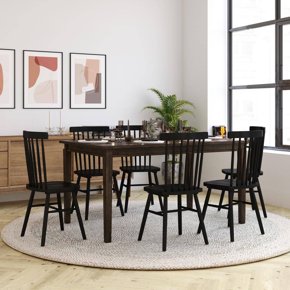Traditional Wenge Matte Wood 36.25 in. 4 Legs Dining Table Seats 6